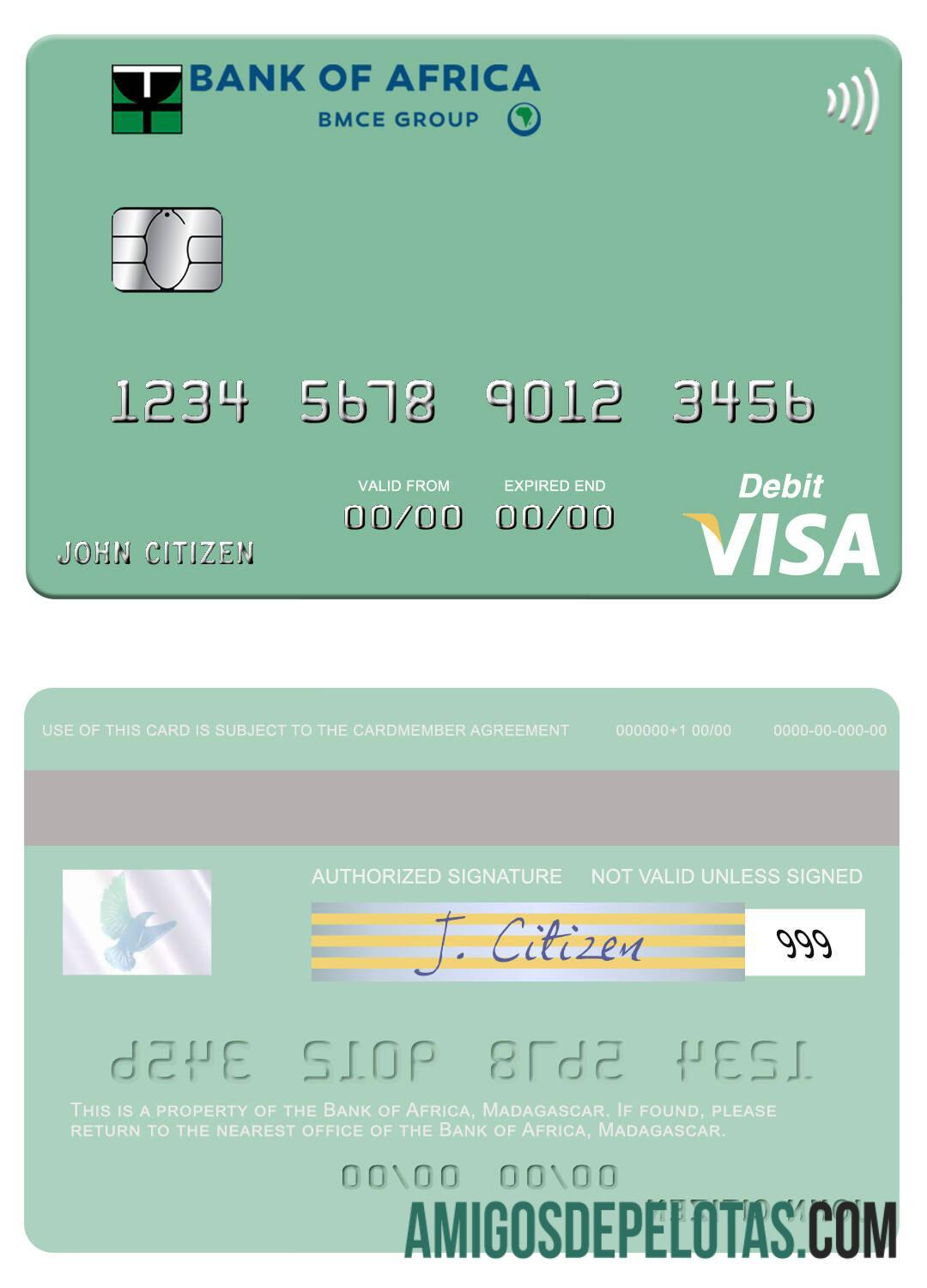 Madagascar Bank Of Africa Visa Debit Card real example